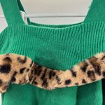 Holiday Time  leopard trim off the shoulder jingle bell elf sweater dress M Photo 7