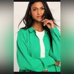 Lulus New  Easy to See Green Oversized Button Up, Small Photo 2