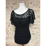 BCX Black Lace Top Xl Sheer Rouched Whimsigoth Gothic Fairy Grunge Vamp Photo 2