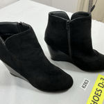 Womans Wedge Ankle Boots Eu 41 Us 10 Side Zip Round Toe Black Photo 0