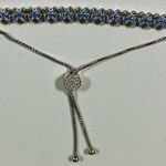 Silver Pastel Blue Sapphire Diamond Butterfly Butterflies Charm Link Bracelet Jewelry 🦋 Photo 2