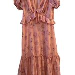 Love Shack Fancy Pink Floral Ruffled Midi Dress Size 6- flaw Photo 0