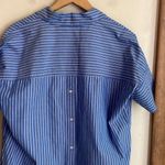 Madewell Courier Stripe Button Back Shirt In Midnight Sea Photo 8
