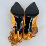 Vaila Shoes Estelle Ankle Wrap Satin Pumps size 9 in Gold Heels Pointed Toe Photo 7