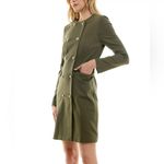 Nanette Lepore NEW ! Olive Double-Breasted Trench Coat Photo 3
