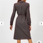 A.P.C. Coco Lie de Vin Midi Shirt Dress Burgundy White Stripe Long Sleeve XS Red Photo 2