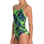 Waterpro Lightning Thin Strap One Piece Swimsuit Size 26/28 Blue Photo 2