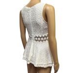 Haute Monde  Lace Overlay Peplum Sleeveless Top Cutout Midriff Zip Back Medium Photo 5