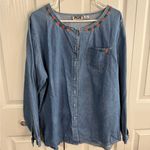 Proudly Plus denim floral embroidered button up size 2XL Blue Photo 0