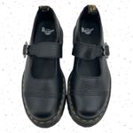 Dr. Martens  Addina Platform Mary Janes Black Leather Flower Buckle Shoes Size 9 Photo 1