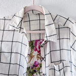 Soft Surroundings Soft Surroundings Gardenside Windowpane Cream Floral Tunic Shirt Dress XS Photo 3