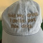 “Hold my drink, I gotta pet this dog” embroidered hat blue gray OSFM adjustable Photo 1