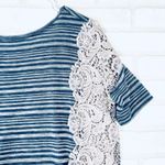 We The Free  Striped Lace Side Tunic Top Women's S/P Blue Grey Photo 5