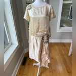 Antique 20s 30s Ivory Silk Bugle Bead Pearl Beaded Flapper Drop Waist Dress XS S White Photo 13