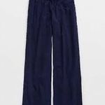 Aerie  Navy Wide-Leg Satin Trouser Photo 1