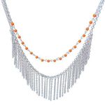 Paparazzi Fierce in Fringe Necklace Dangle Drop Earrings Set Silver Orange New Photo 0