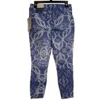 NYDJ  for Chico’s Blue and Purple Paisley Scroll Skinny Cropped Ankle Jean New Photo 2