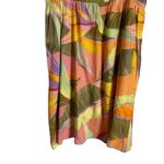Kourt Pink Green Tropical Print Square Neck Ruffled Linen Mini Dress Size XS Photo 5