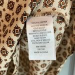 Carolina belle  Women's S Tan Geometric Cap Sleeve V-Neck Half Button Blouse Photo 2