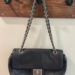 Karl Lagerfeld Paris Black Vegan Leather Agyness Monogram Shoulder Bag Photo 0