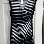 Uk2la Black white stripe work dress surplice cross front mini size large Photo 0