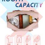 Travel Duffle Bag 31L Quilted Weekender Overnight Bag for Women with Laptop Compartment, Large Carry On Airport Bag with Wet Pocket & Shoe Bag for Business Trips, Sports (Pink Photo 2