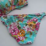 Leilani Floral Bikini Set Turquoise and Pink Push Up Top Vacation Tropical Sz 12 Blue Photo 5