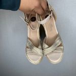 LOB Footwear Womens Espadrille Platform Wedge Sandals Cross Strap Gold Strappy Size 6.5 Photo 1