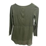 Bebe Tunic Blouse Green XS Half-Sheer Tummy Rib Mix Chiffon Stretch Y2K Photo 1