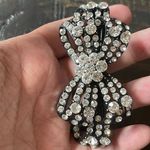 Boutique Glamorous Black Metal Crystal Flower Large Special Occasion Hair Barrette Photo 2