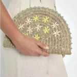 Lulus  Exceptionally Sunny Embroidered Half Moon clutch‎ NWT Photo 1