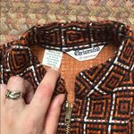 VTG CHRISTENFELD OF CALIFORNIA KNIT GEOMETRIC ZIP PONCHO FRINGE Orange Photo 2