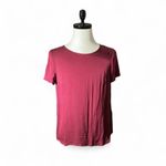 Quince  Washable Stretch Silk Tee Burgundy Short Sleeve Keyhole Back Size M Photo 1