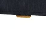 Vintage 1960s Navy Slubbed Linen Clutch Gold Lever Closure Textured Fabric Blue Photo 5