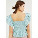 Anthropologie  Love the Label Smocked Ruffle Crop Top NWT Sz. L Photo 1