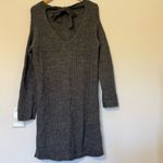 J.Crew  Women’s Sweater Dress S Gray Heathered Open Back Long Sleeve Cozy Photo 5