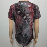 Dressbarn Whimsigoth Red & Black Abstract Floral Drapeneck Top – Size Medium Photo 4