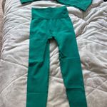 3 Piece Ribbed Workout Set Green Photo 0