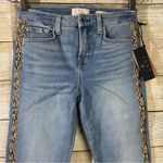 7 For All Mankind Jen ankle straight jeans animal print side trims Size 2 Photo 3