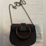Anthropologie Anthropology Black Velvet Purse with Circle Faux Tortoise Handle/Shoulder Chain Photo 12