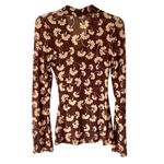 Free People NWTs Lucky Mesh Sheer Floral Chocolate Brown Women's Top size XS Photo 4