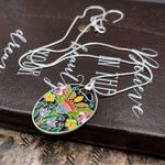 Handmade Boho Floral Oval Enamel Pendant Stainless Steel Necklace 20” Handcrafted Photo 3