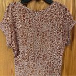 Madewell  Woodblock Floral V-Neck Front Slits Maxi‎ Dress Brown Cream Size 2 Photo 12