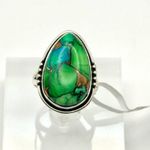 Peacock Green Blue Dahlia Sterling Silver Ring Size 6 Photo 0