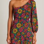 Anthropologie BTFL floral one shoulder‎ long sleeve midi dress small vacation  Photo 0