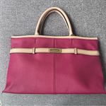 Tommy Hilfiger  Leather Purse Magenta Cranberry Tan Double Handle Bag Photo 3