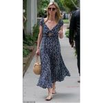 Tolani 💕NICKY HILTON x 💕 Silk Montauk Midi Dress ~ Navy Blue Anchor Print XS Photo 5