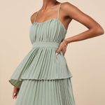 Lulus Women’s Jehona Sage Brush Pleated Classic Tiered Maxi Dress Size XS NEW Photo 3