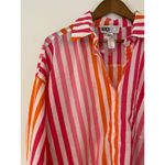 Beach Riot  Alexa Top Button Down Stripes Pink Orange White Cover Up Sunset NWOT Photo 8