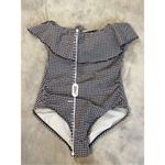NEW Gingham Navy Blue Women’s One Piece Swimsuit Blue Size M Photo 2